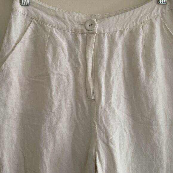 Sabo White Linen Kiera Pants S Wide Leg Linen Blend Lined Designer Boho Beach - Picture 2 of 9